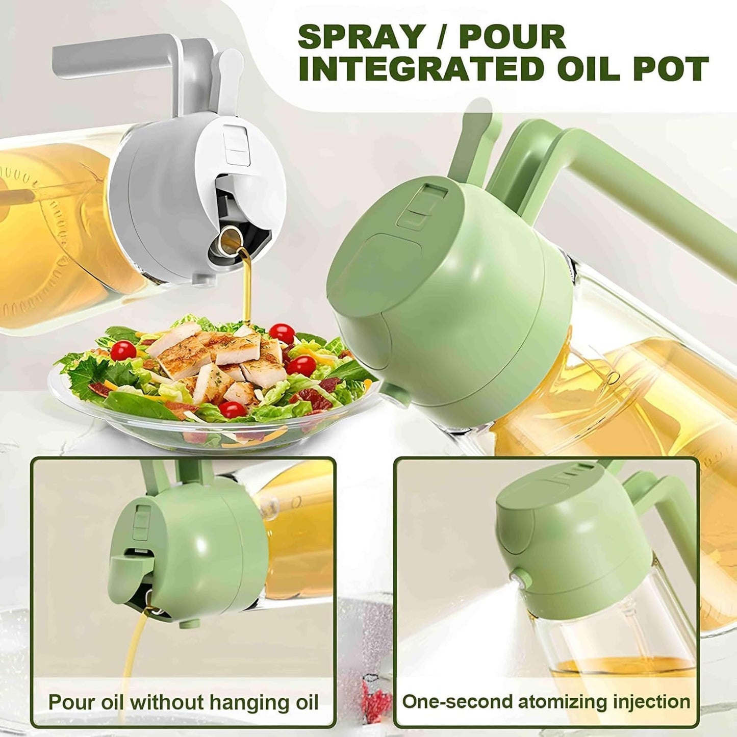 ECOMNEST Oil Dispenser Bottle for Kitchen - 2 in 1 Oil Dispenser and Oil Sprayer - 470ml Oil Bottle - Oil Sprayer for Cooking, Kitchen, Salad, Barbecue