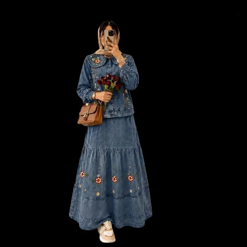 ELEGANCE WITH OUR TRENDING DENIM SKIRT SET