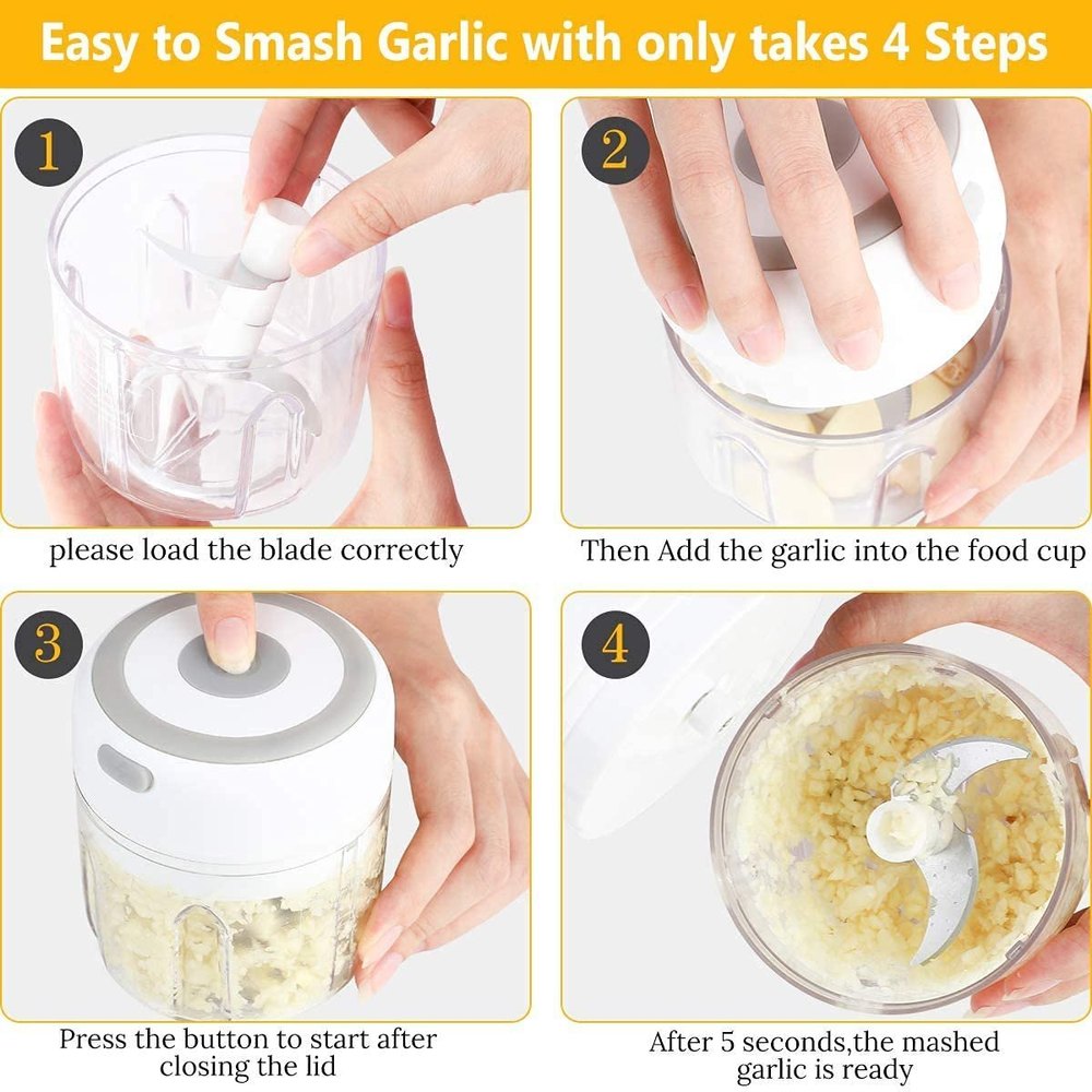 ECOMNEST's Mini Electric Chopper Effortless One-Touch Operation & 250ml Capacity Electric Vegetable & Fruit Chopper (1 Pack of Chopper)