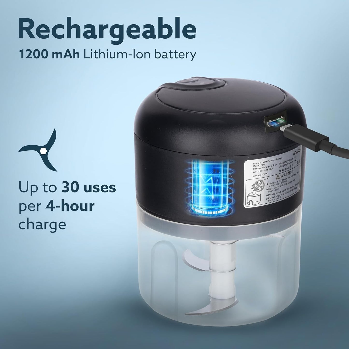 ECOMNEST's Mini Electric Chopper Effortless One-Touch Operation & 250ml Capacity Electric Vegetable & Fruit Chopper  (1 Pack of Chopper)
