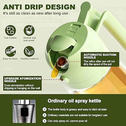 ECOMNEST Oil Dispenser Bottle for Kitchen - 2 in 1  Oil Dispenser and Oil Sprayer - 470ml Oil Bottle - Oil Sprayer for Cooking, Kitchen, Salad, Barbecue