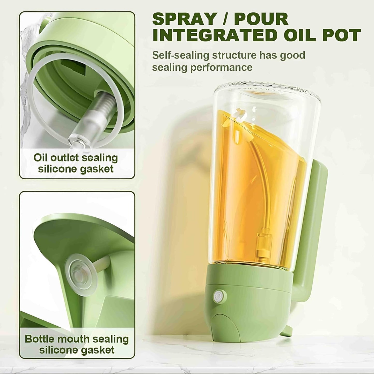 ECOMNEST Oil Dispenser Bottle for Kitchen - 2 in 1  Oil Dispenser and Oil Sprayer - 470ml Oil Bottle - Oil Sprayer for Cooking, Kitchen, Salad, Barbecue