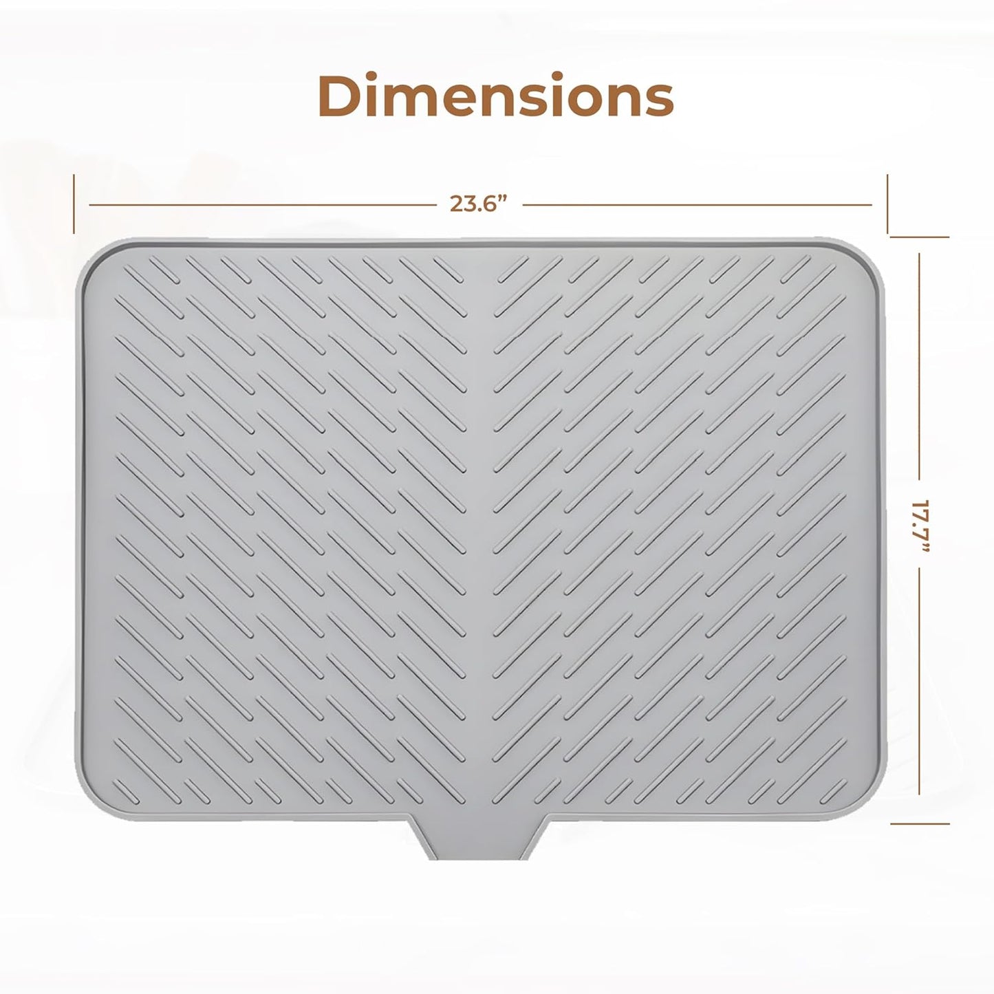 Silicone Dish Drying Mat for Kitchen , 23 X 17 Inches (Grey)