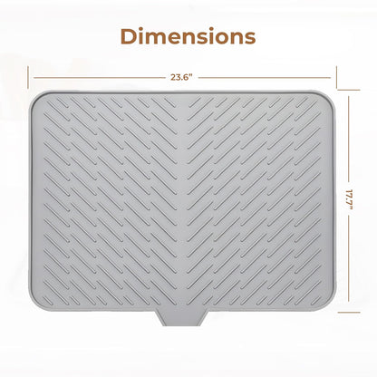 Silicone Dish Drying Mat for Kitchen , 23 X 17 Inches (Grey)
