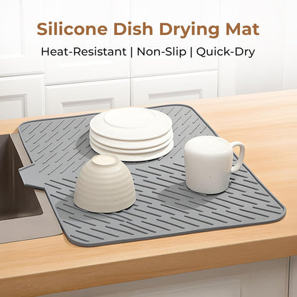 Silicone Dish Drying Mat for Kitchen , 23 X 17 Inches (Grey)