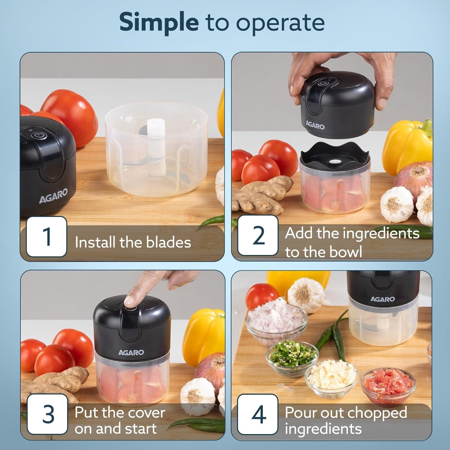 ECOMNEST's Mini Electric Chopper Effortless One-Touch Operation & 250ml Capacity Electric Vegetable & Fruit Chopper  (1 Pack of Chopper)