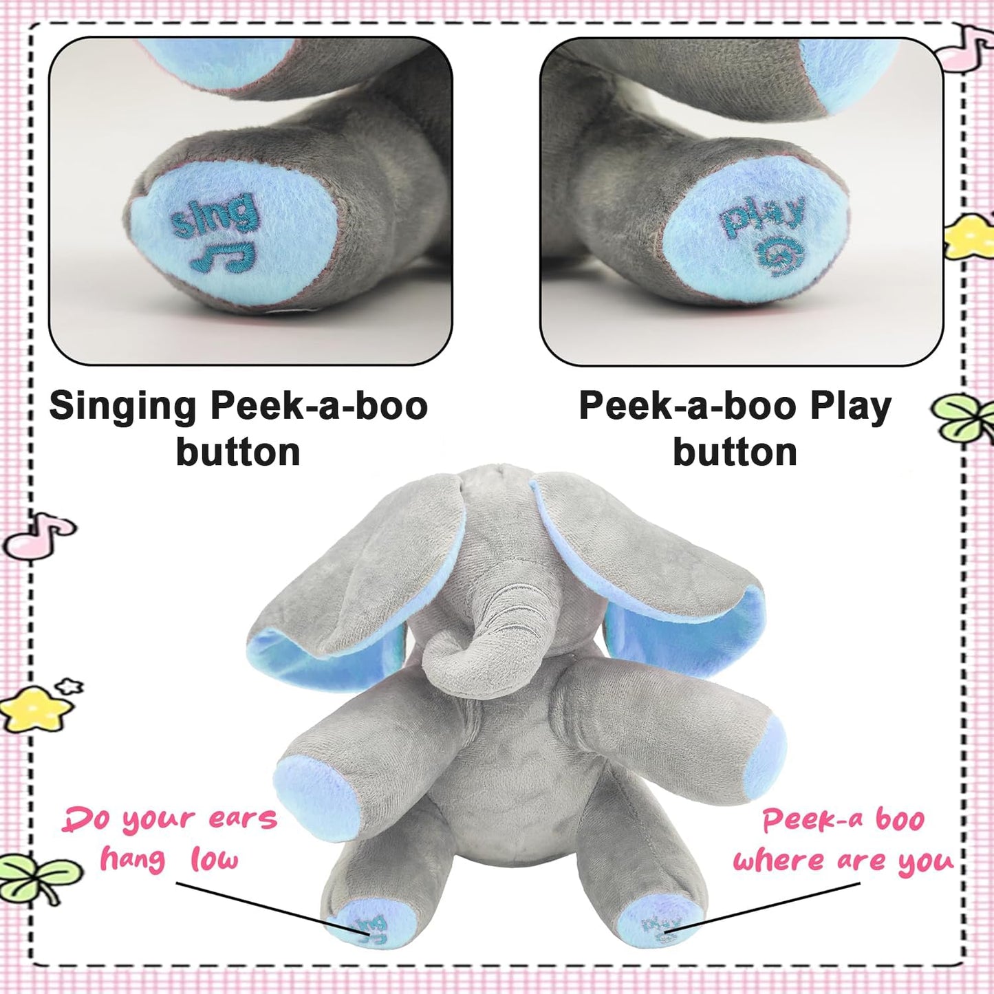 Peek-a-Boo Elephant Stuff Toy for Baby