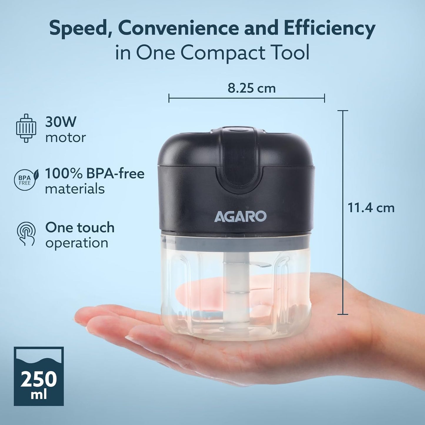 ECOMNEST's Mini Electric Chopper Effortless One-Touch Operation & 250ml Capacity Electric Vegetable & Fruit Chopper  (1 Pack of Chopper)