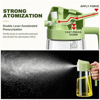 ECOMNEST Oil Dispenser Bottle for Kitchen - 2 in 1  Oil Dispenser and Oil Sprayer - 470ml Oil Bottle - Oil Sprayer for Cooking, Kitchen, Salad, Barbecue
