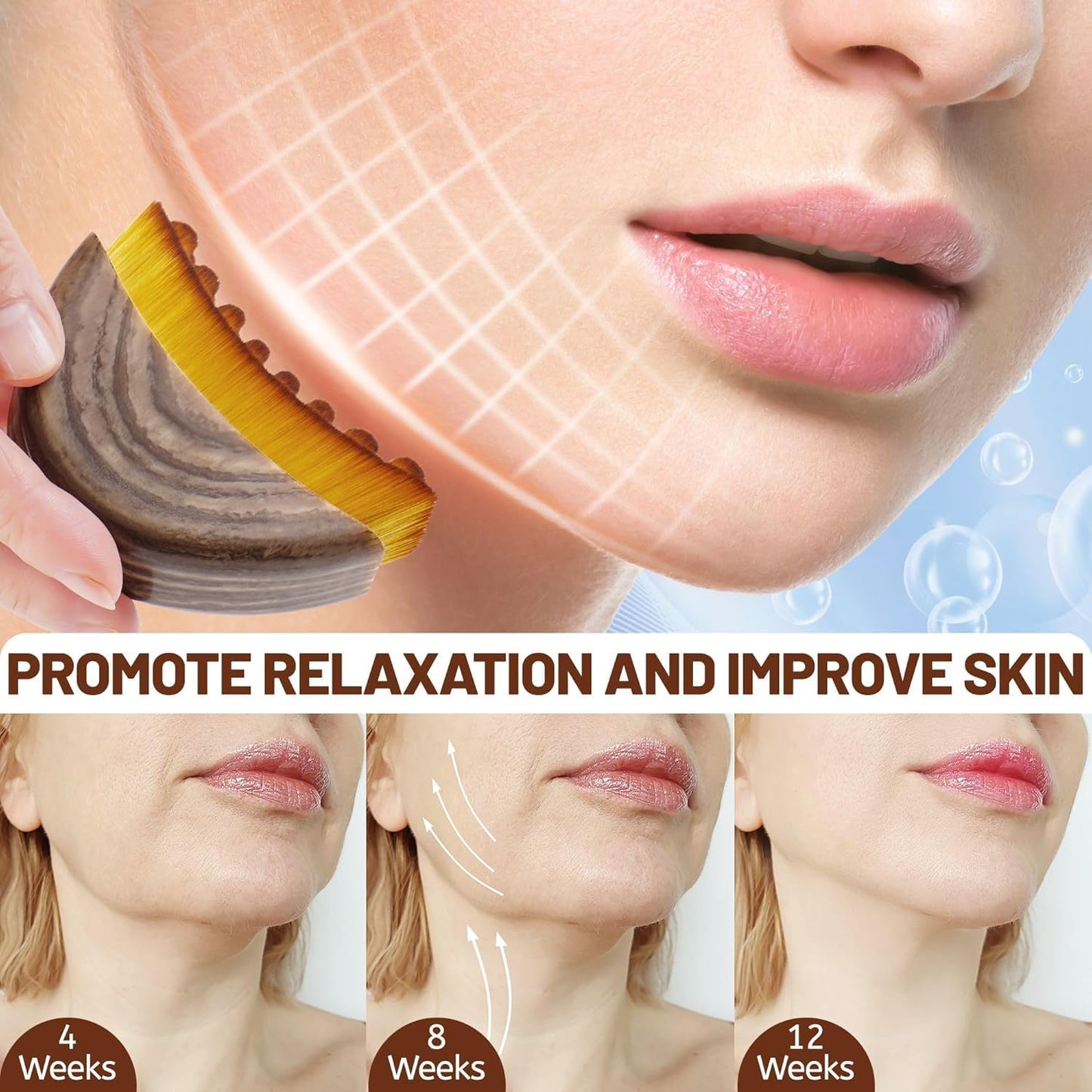 New Contour Face Brush, Dry Brushing Face Brush, GOAL ZONE Drainage Massager for Face & Neck