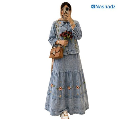 ELEGANCE WITH OUR TRENDING DENIM SKIRT SET