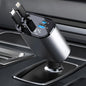 Retractable Car Charger, 120W 4 in 1 Super Fast Charge Car Charger, Type C & USB Charging Ports, Retractable Cables (80Cm) Car Adapter, Compatible iPhones, Ipad, Galaxy, Pixel, Grey