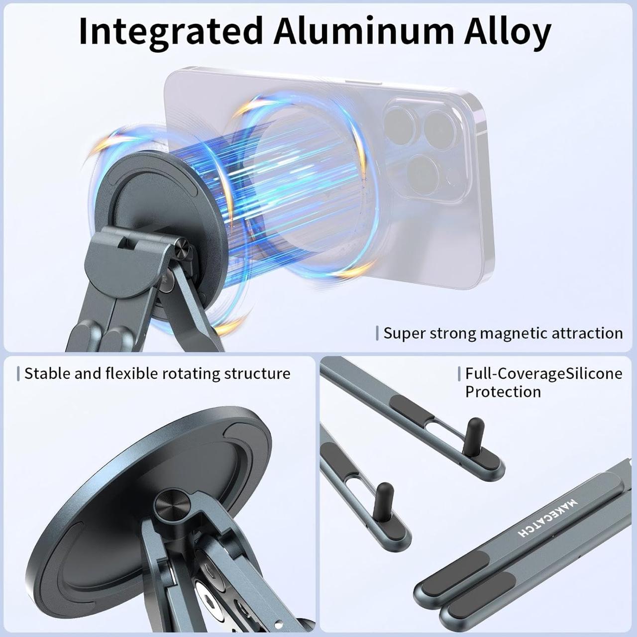 Magnetic 3-in-1 Portable Aluminum Alloy Adjustable Phone, Laptop, Tablet Stand