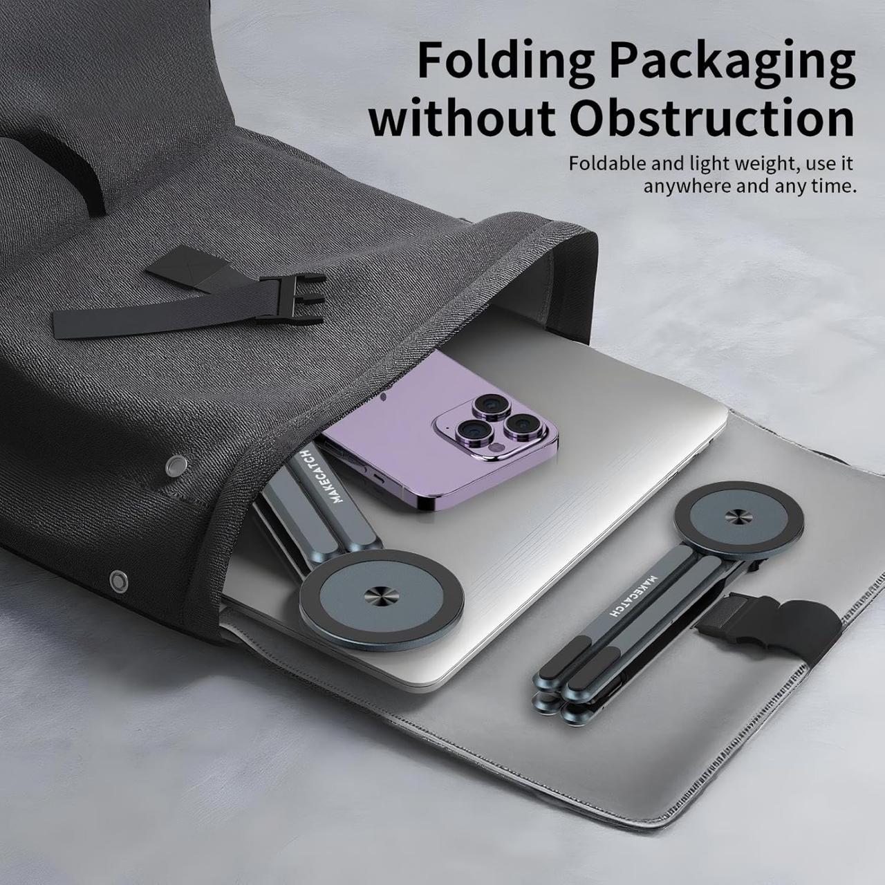 Magnetic 3-in-1 Portable Aluminum Alloy Adjustable Phone, Laptop, Tablet Stand