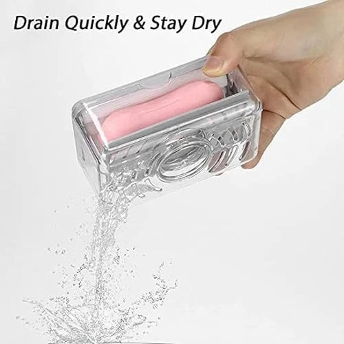 2-in-1 Portable Soap Dish & Soap Dispenser with Roller and Drain Holes