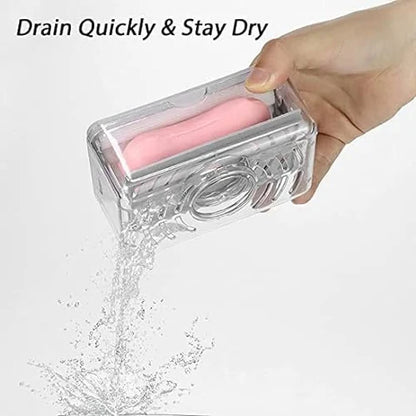 2-in-1 Portable Soap Dish & Soap Dispenser with Roller and Drain Holes