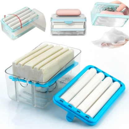 2-in-1 Portable Soap Dish & Soap Dispenser with Roller and Drain Holes